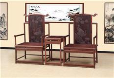 老挝大红酸枝  檀雕椅3件套