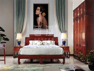 地天泰·国风 朗风大床 新中式家具 黑酸枝 卧室套房系列