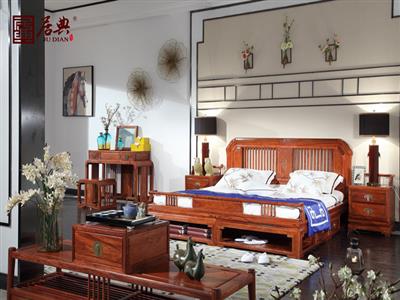 居典红木 刺猬紫檀 新中式尚结大床.梳妆台
