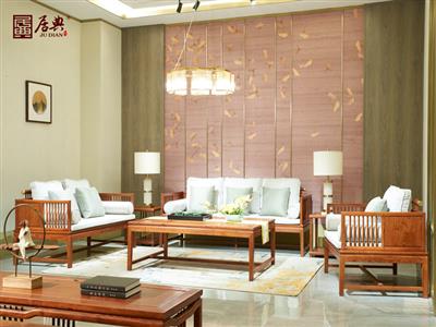 居典红木 刺猬紫檀 新中式圆融清雅沙发