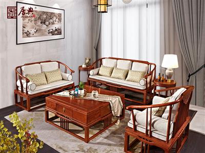 居典红木 刺猬紫檀 新中式悦几沙发、电视柜