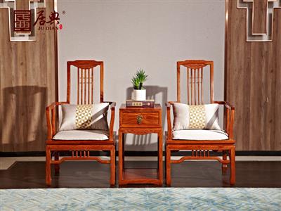 居典红木 刺猬紫檀 新中式悦几休闲椅