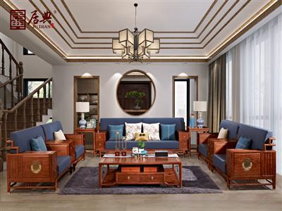 居典红木 刺猬紫檀 新中式悦几千禧沙发